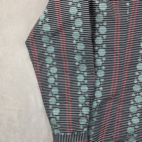 Robert Graham Mens Shirt Medium Black Red Blue Striped Pixel Pattern Button Up - Picture 10 of 11